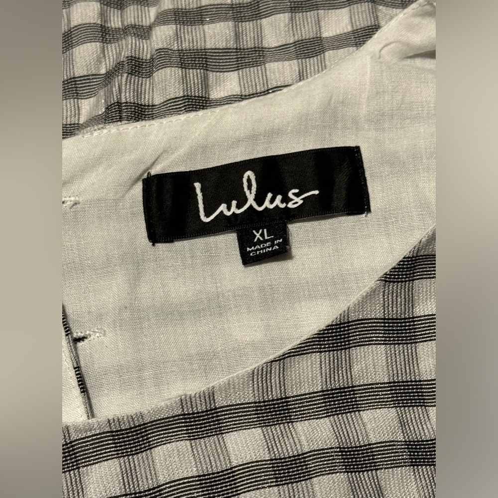 EUC Lulus Checks Appeal Black Gingham Seersucker Puff Sleeve Mini Dress size XL - Picture 6 of 6